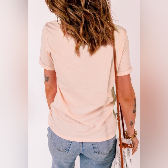 MUSIC CITY Cuffed Short Sleeve Tee Peach - Picture 3 of 4